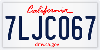 CA license plate 7LJC067