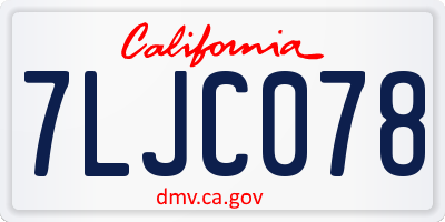 CA license plate 7LJC078