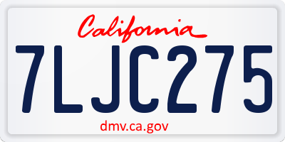 CA license plate 7LJC275