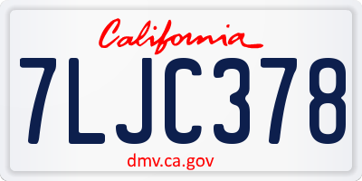 CA license plate 7LJC378