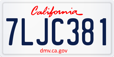 CA license plate 7LJC381