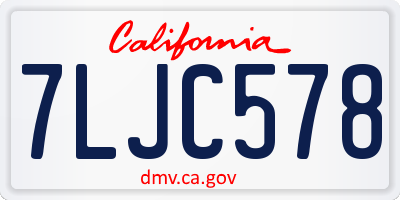 CA license plate 7LJC578