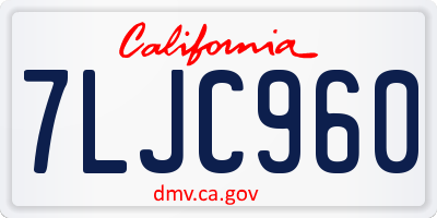 CA license plate 7LJC960