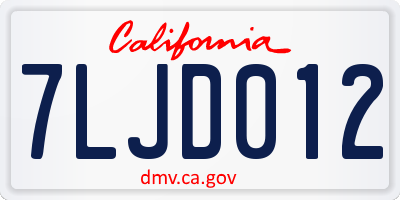 CA license plate 7LJD012