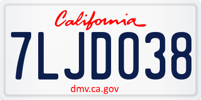 CA license plate 7LJD038