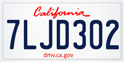 CA license plate 7LJD302