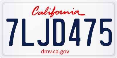 CA license plate 7LJD475