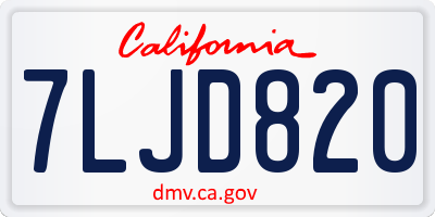 CA license plate 7LJD820