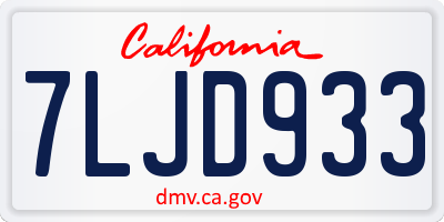 CA license plate 7LJD933