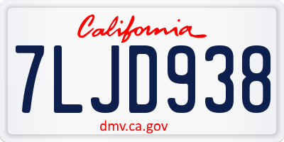CA license plate 7LJD938