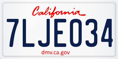 CA license plate 7LJE034