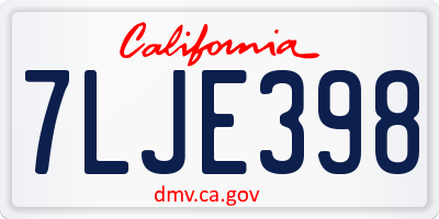 CA license plate 7LJE398