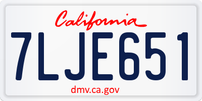 CA license plate 7LJE651