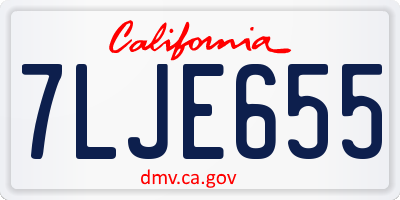 CA license plate 7LJE655