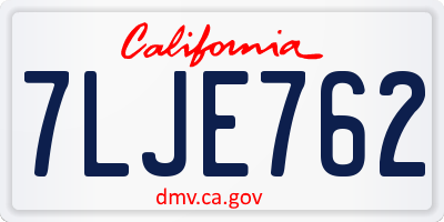 CA license plate 7LJE762