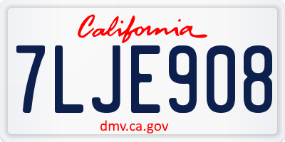 CA license plate 7LJE908