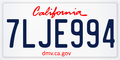 CA license plate 7LJE994