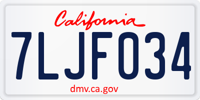 CA license plate 7LJF034