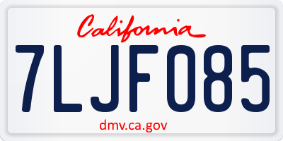 CA license plate 7LJF085