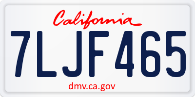 CA license plate 7LJF465