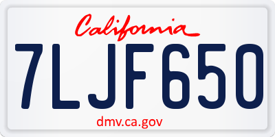 CA license plate 7LJF650