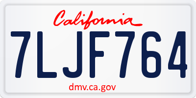CA license plate 7LJF764