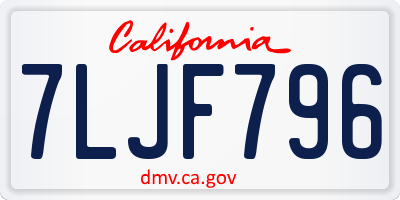 CA license plate 7LJF796