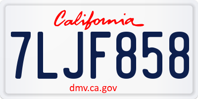 CA license plate 7LJF858