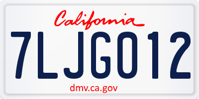 CA license plate 7LJG012
