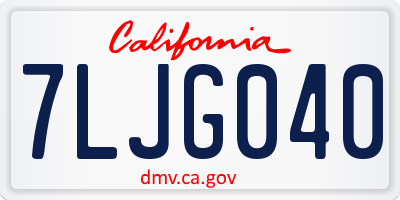 CA license plate 7LJG040