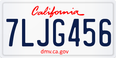 CA license plate 7LJG456