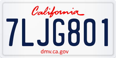 CA license plate 7LJG801