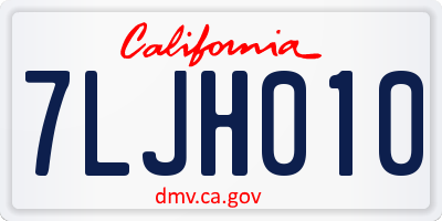 CA license plate 7LJH010