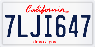 CA license plate 7LJI647