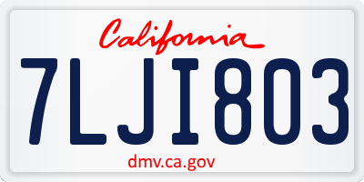 CA license plate 7LJI803