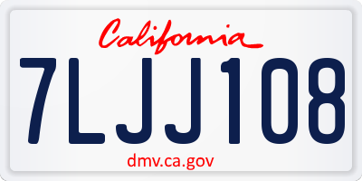 CA license plate 7LJJ108