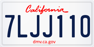 CA license plate 7LJJ110