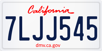 CA license plate 7LJJ545