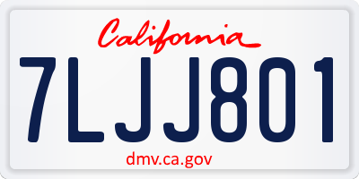 CA license plate 7LJJ801