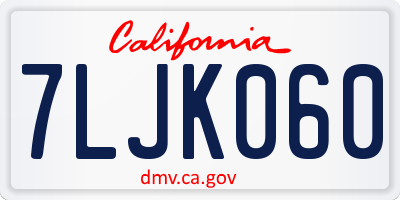 CA license plate 7LJK060