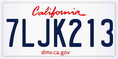 CA license plate 7LJK213