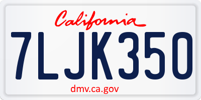 CA license plate 7LJK350