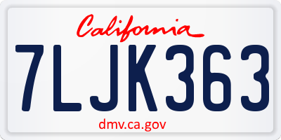 CA license plate 7LJK363