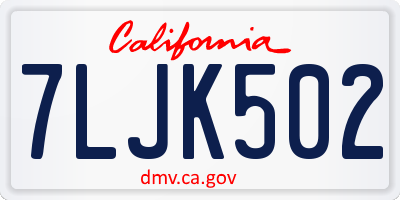 CA license plate 7LJK502