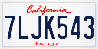 CA license plate 7LJK543