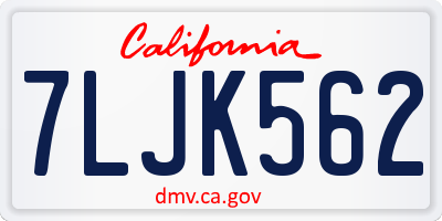 CA license plate 7LJK562