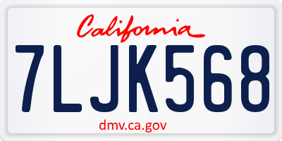 CA license plate 7LJK568