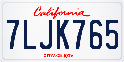 CA license plate 7LJK765