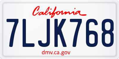 CA license plate 7LJK768