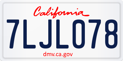 CA license plate 7LJL078